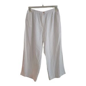 Harve Bernard 100% Linen White Cropped Beach Pants Women's Size Medium Coastal